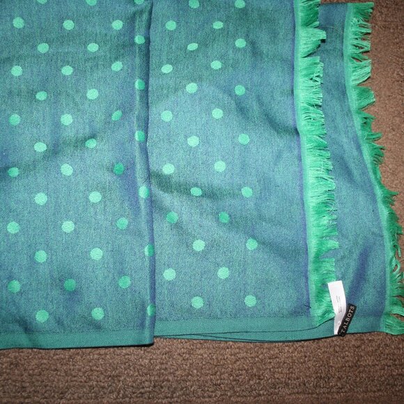 Talbots Fringed Green / Dark Green Polyester Long Winter Scarf - Picture 5 of 10